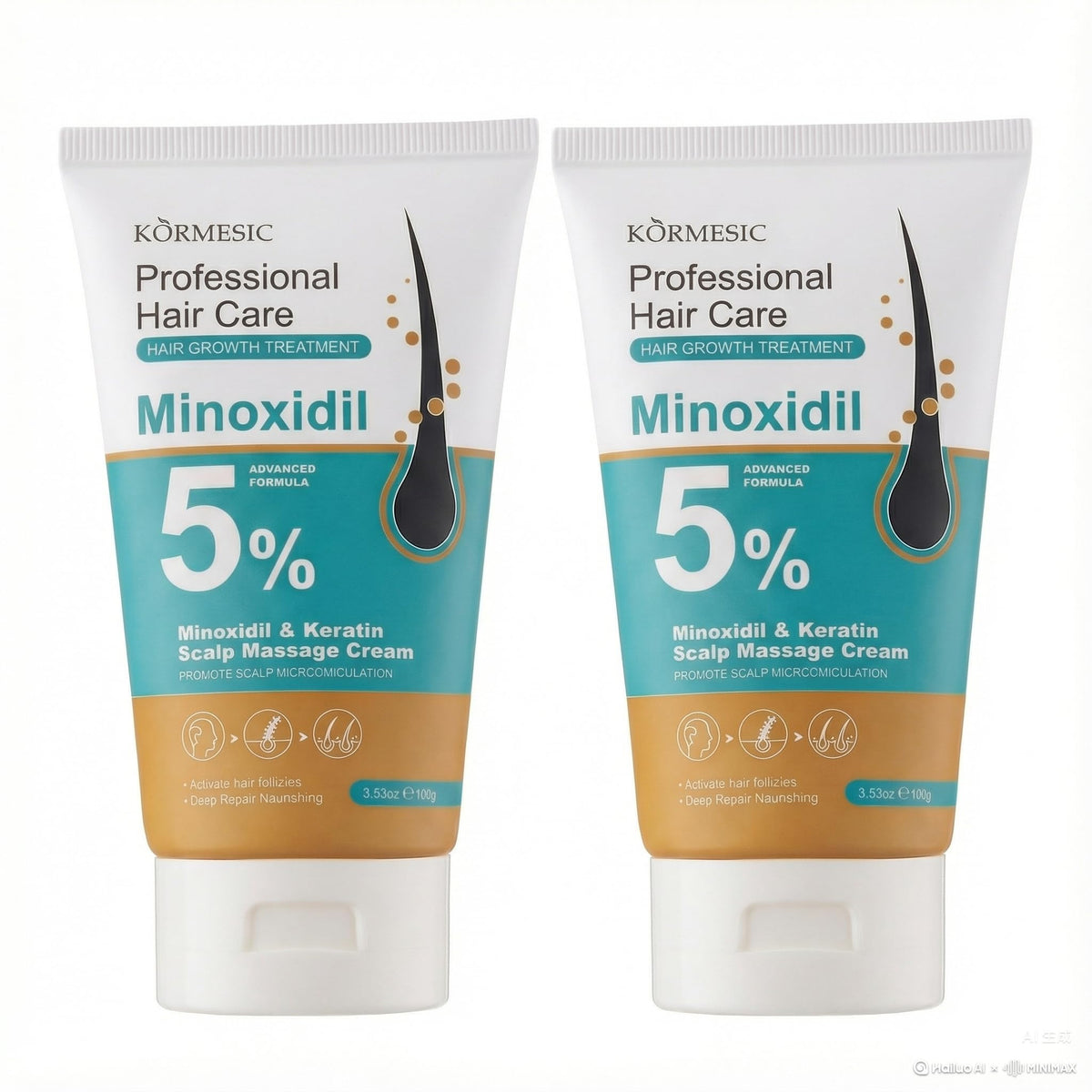 KORMESIC 5% Minoxidil Hair Growth Scalp Massage Cream with Keratin & Ginger, Men & Women, Prevents Hair Loss, Repairs Follicles, Promotes Fast Regrowth, Strengthens Roots, Hair Growth Products — 100 ml — main product image