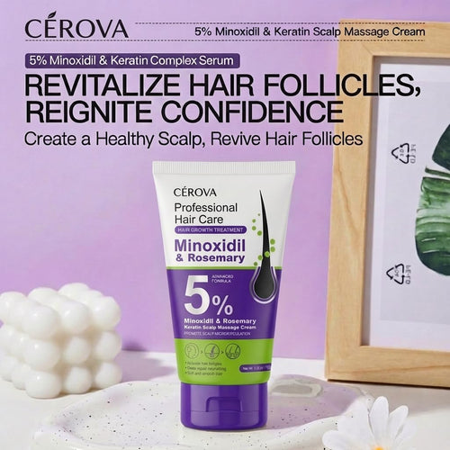 CEROVA 5% Minoxidil &Rosemary Hair Growth Scalp Massage Cream for Men & Women Anti Hair Loss Treatment with Keto & Ginger Root Extract Gel — product image 2