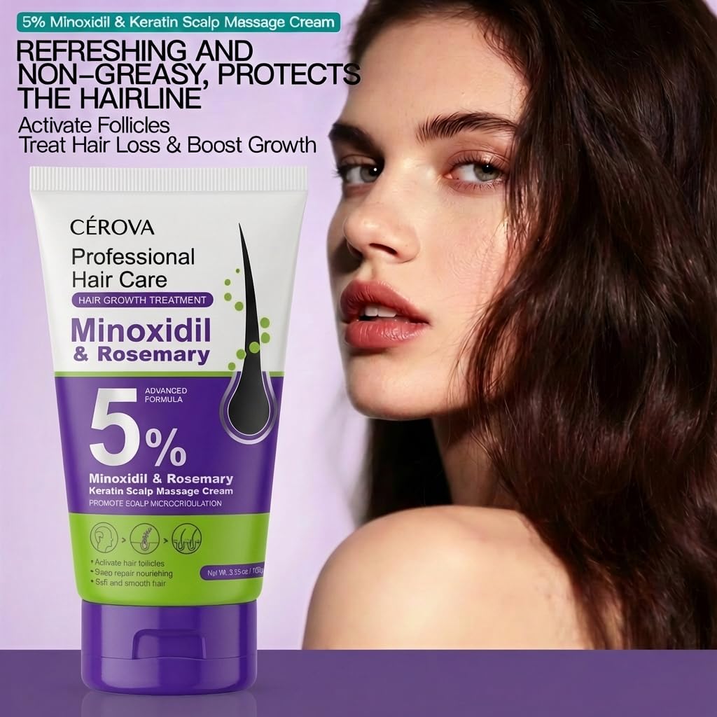 CEROVA 5% Minoxidil &Rosemary Hair Growth Scalp Massage Cream for Men & Women Anti Hair Loss Treatment with Keto & Ginger Root Extract Gel — product image 5