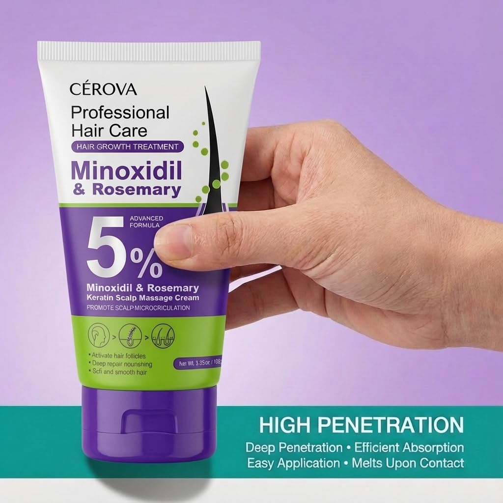 CEROVA 5% Minoxidil &Rosemary Hair Growth Scalp Massage Cream for Men & Women Anti Hair Loss Treatment with Keto & Ginger Root Extract Gel — product image 6