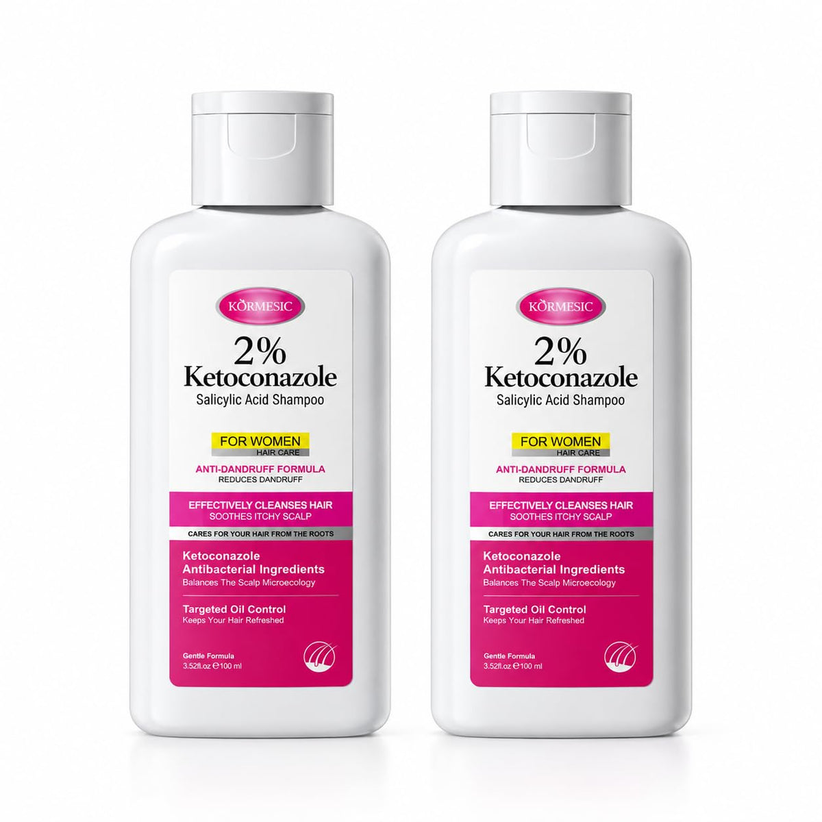 KORMESIC 2% Ketoconazole Shampoo for Women, Salicylic Acid Anti Dandruff Shampoo, Itchy Flaky Scalp Treatment, Oil Control, Soothes Irritated Scalp with Centella Asiatica Extract — main product image