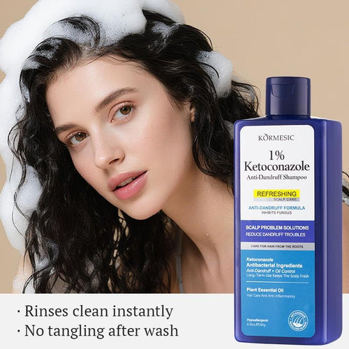 KORMESIC 1% Ketoconazole Anti-Dandruff Shampoo with Tea Tree Oil, Anti-Fungal Scalp Treatment for Itchy Flaky Scalp, Oil Control & Soothing Hypoallergenic Shampoo — product image 2